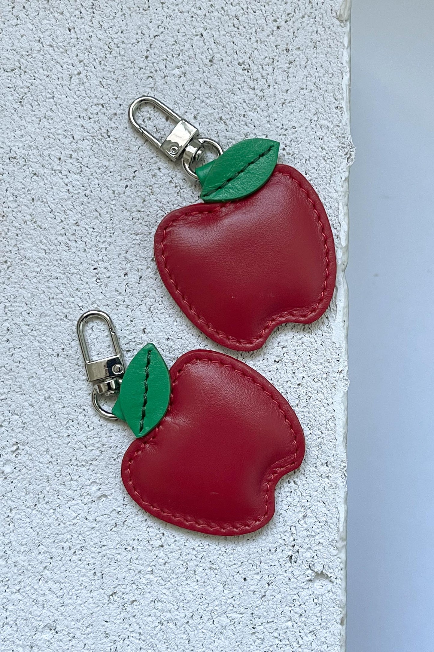 Red Apple Leather Charm - Set of Two
