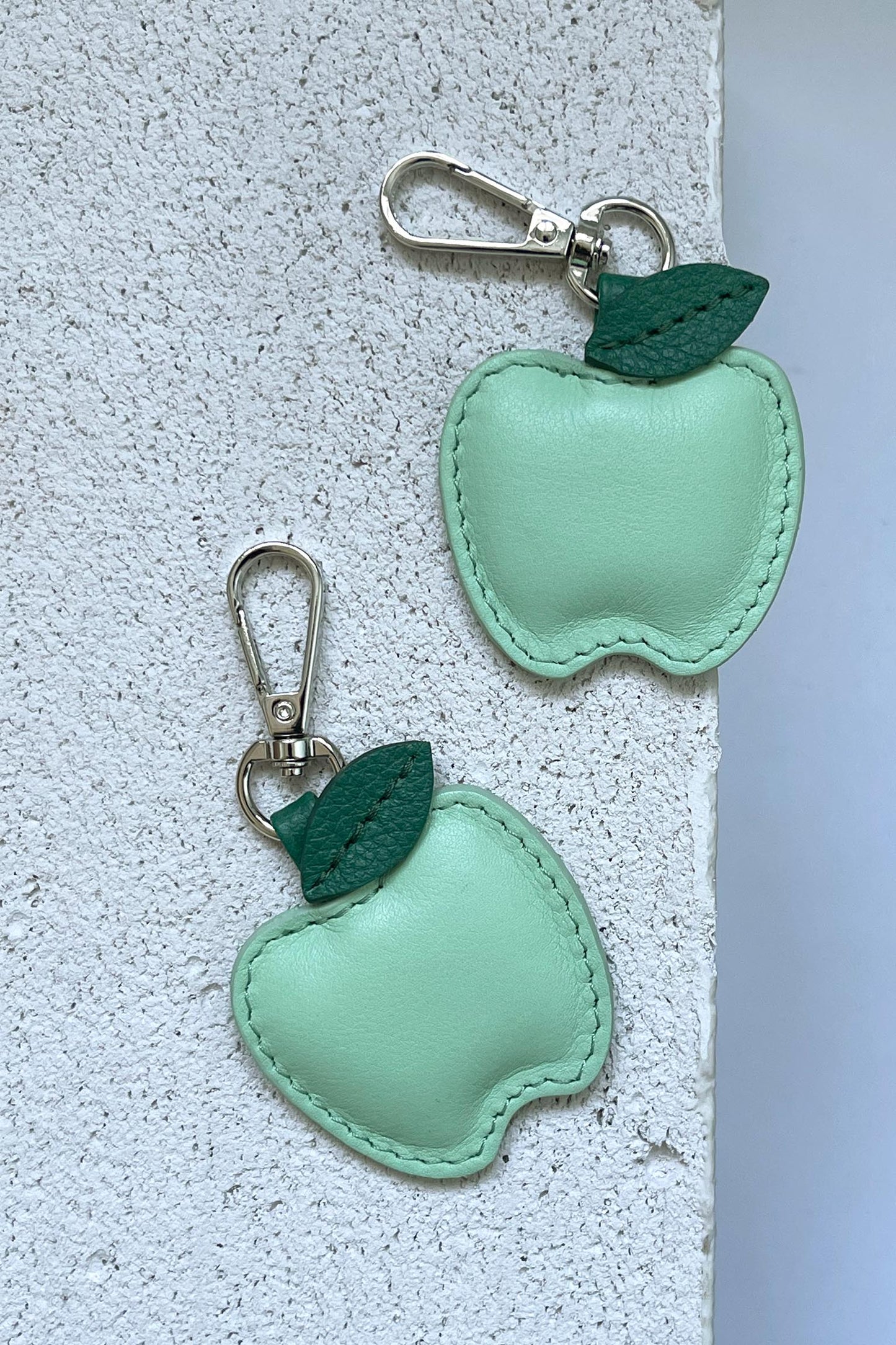 Green Apple Leather Charm - Set of Two