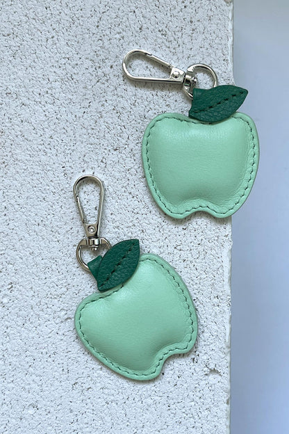 Green Apple Leather Charm - Set of Two