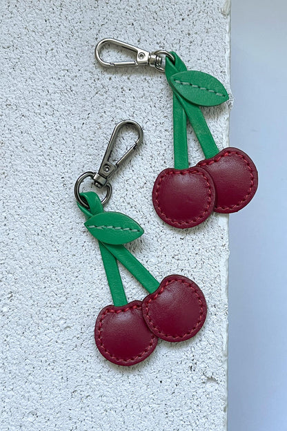 Cherry Leather Charm - Set of Two
