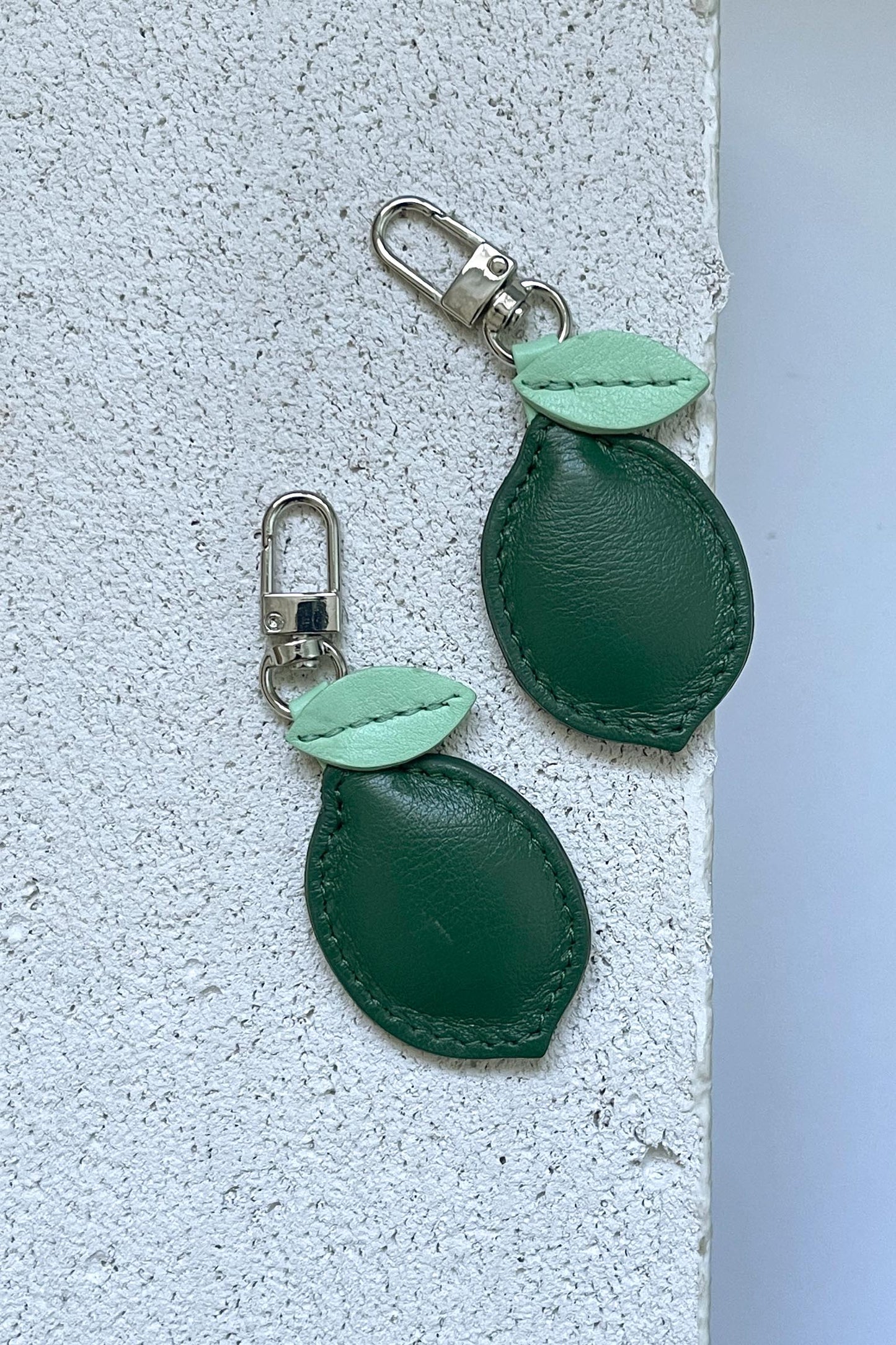 Lime Leather Charm - Set of Two