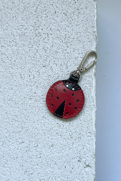 Dark Red Ladybug Leather Charm - Set of Two