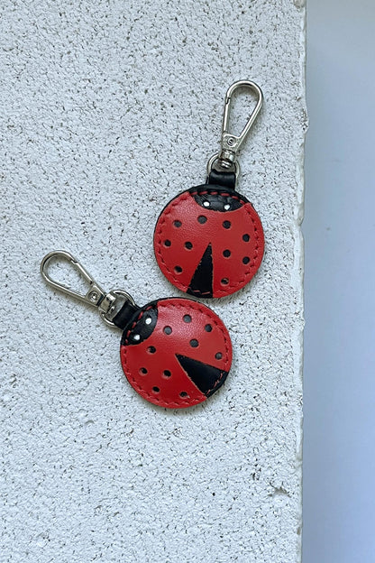 Red Ladybug Leather Charm - Set of Two