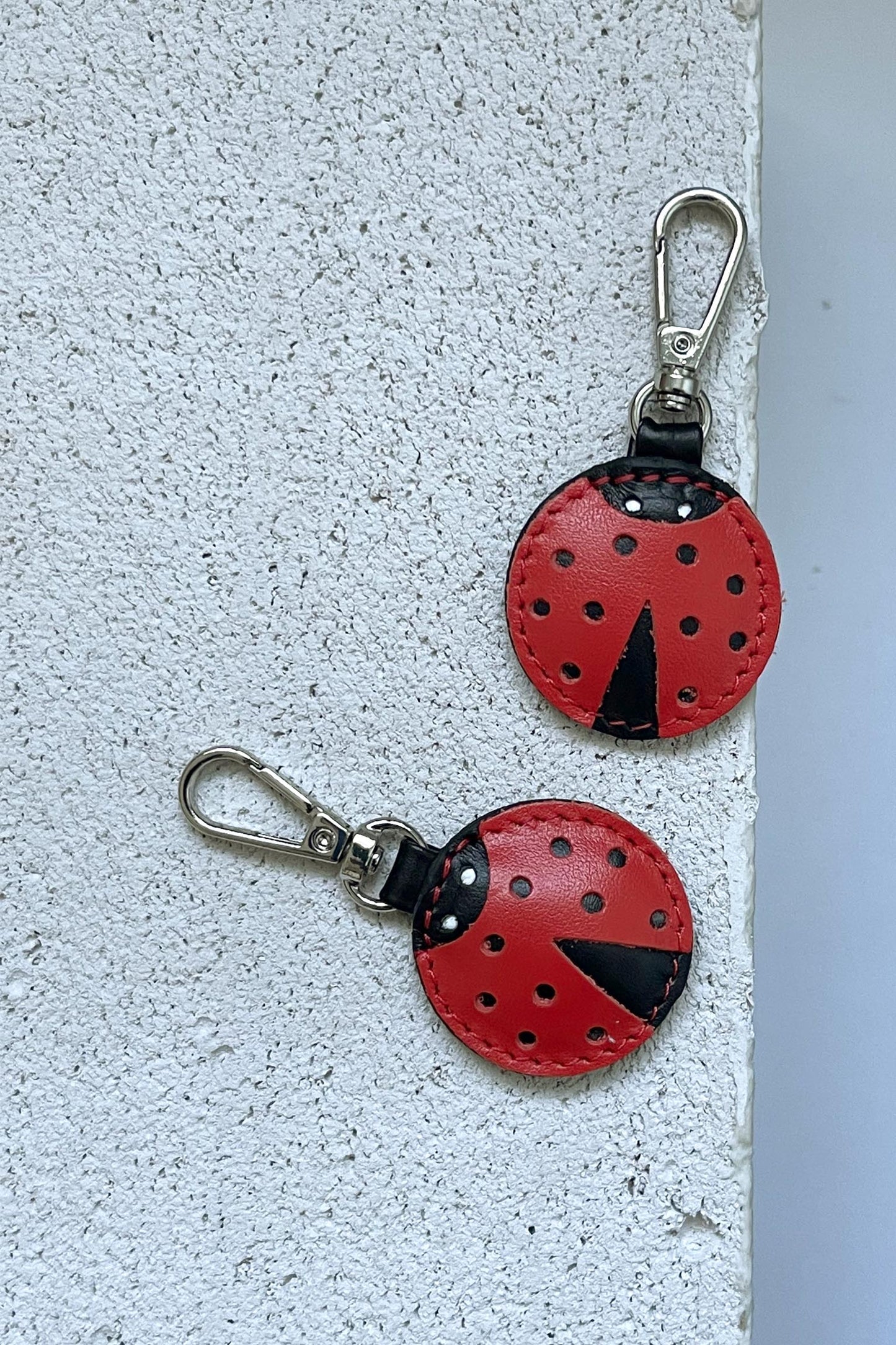 Red Ladybug Leather Charm - Set of Two
