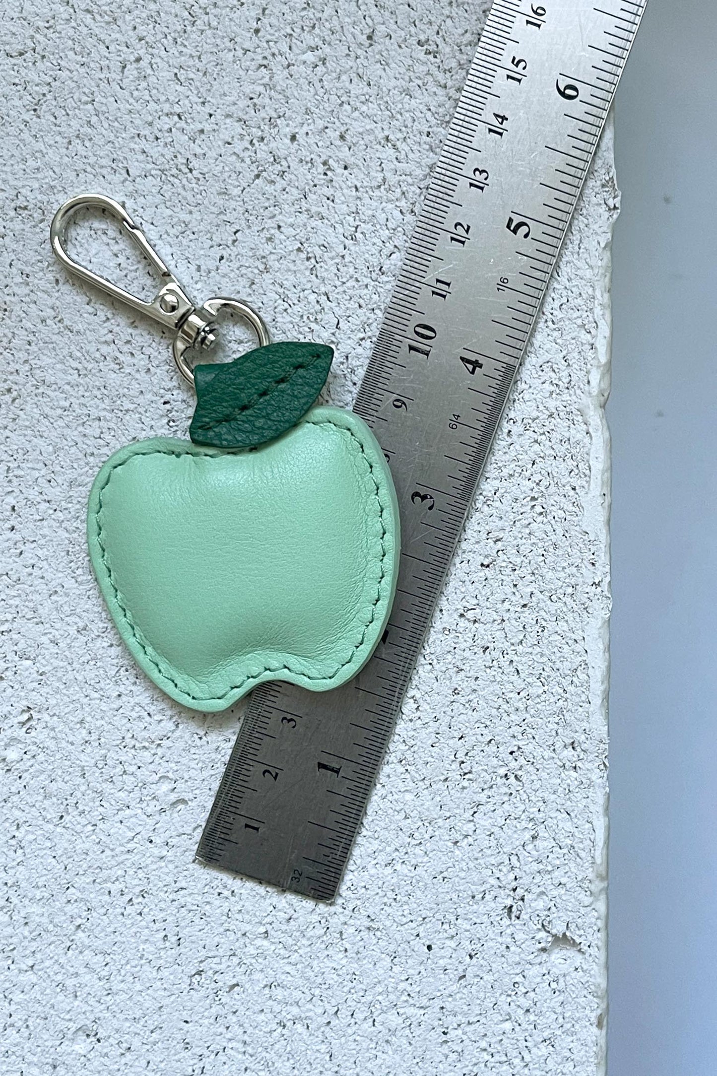 Green Apple Leather Charm - Set of Two