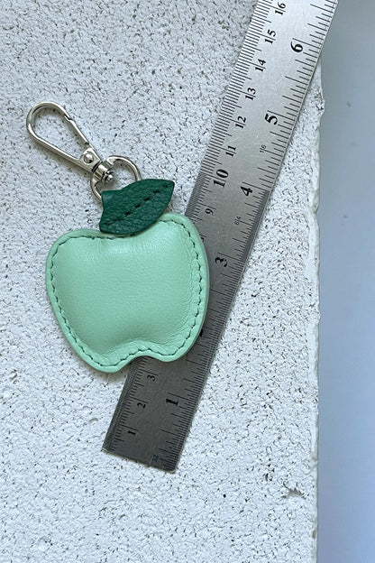 Green Apple Leather Charm - Set of Two