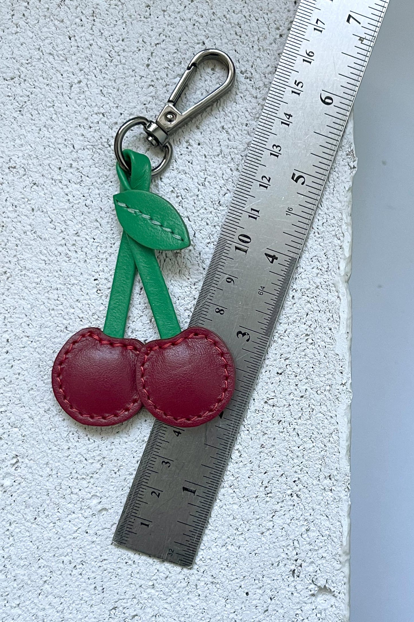 Cherry Leather Charm - Set of Two