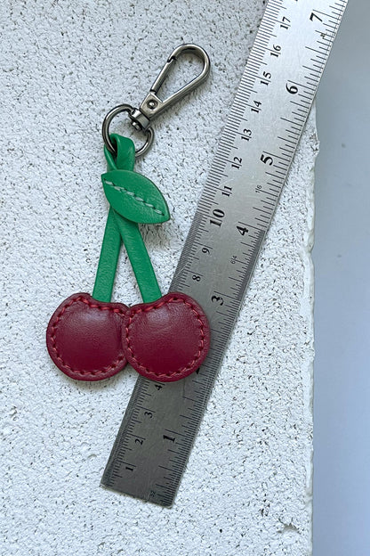 Cherry Leather Charm - Set of Two