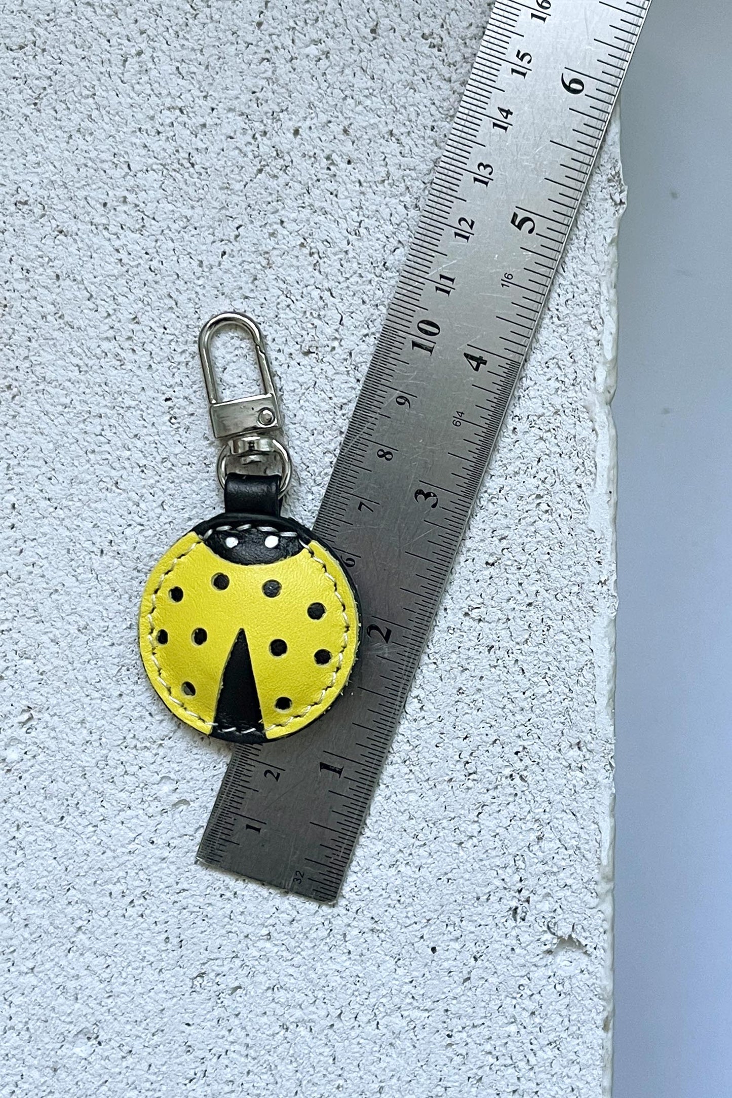 Yellow Ladybug Leather Charm - Set of Two