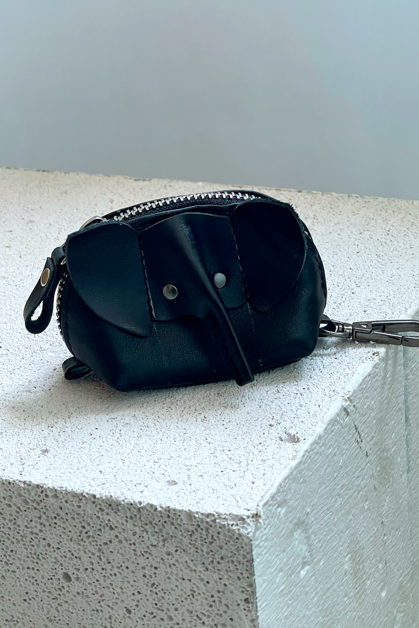 Black Elephant Mini Leather Pouch