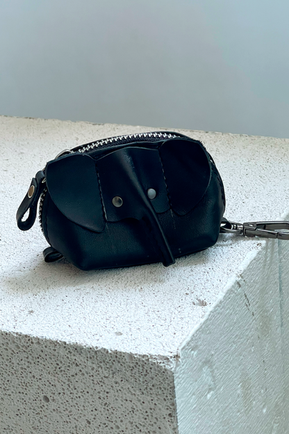 Black Elephant Mini Leather Pouch