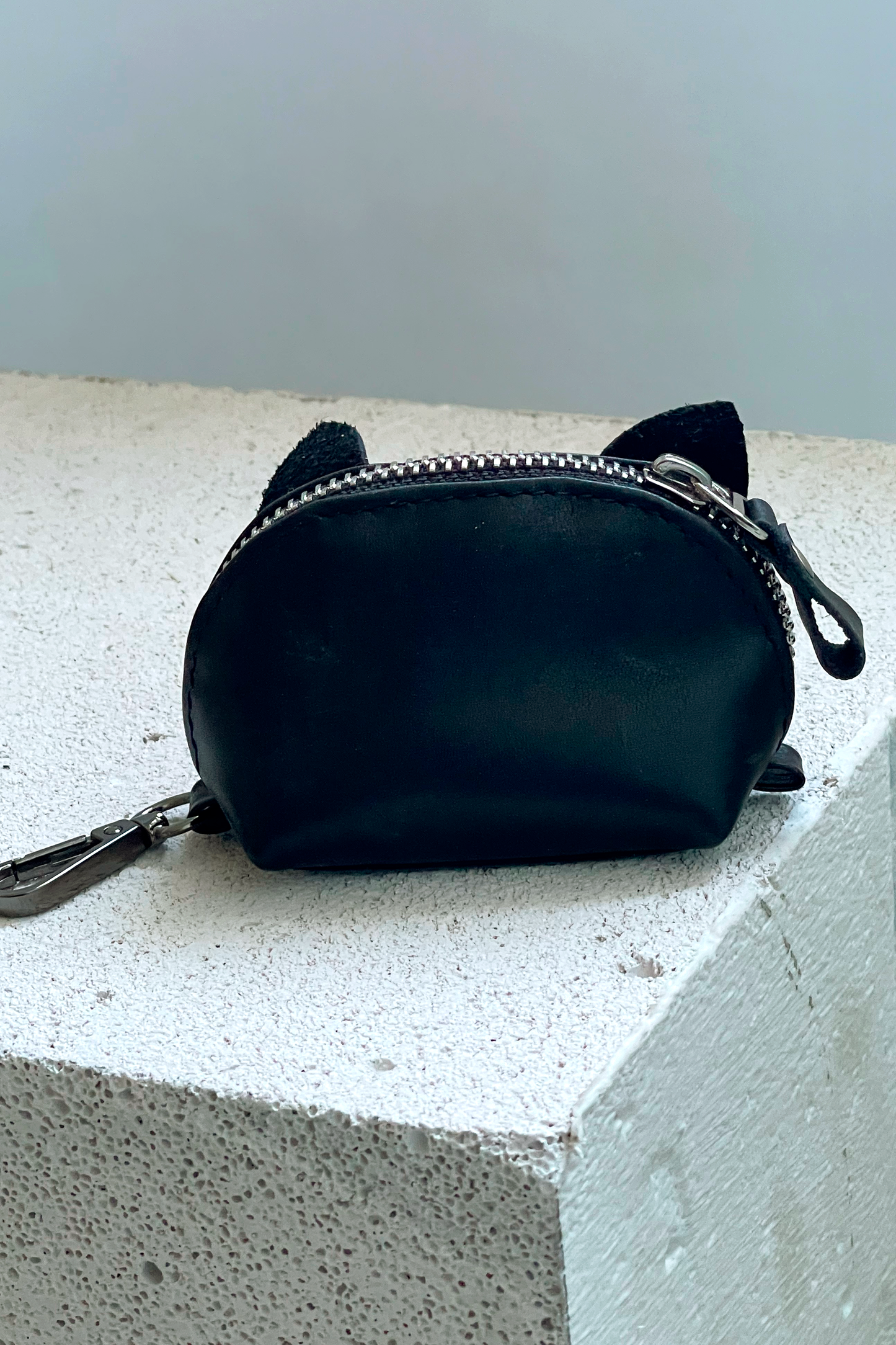 Black Elephant Mini Leather Pouch