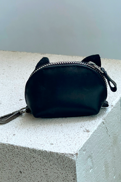 Black Elephant Mini Leather Pouch