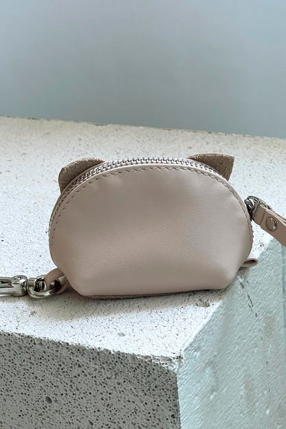 Beige Elephant Mini Leather Pouch