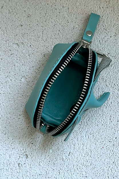 Teal Elephant Mini Leather Pouch
