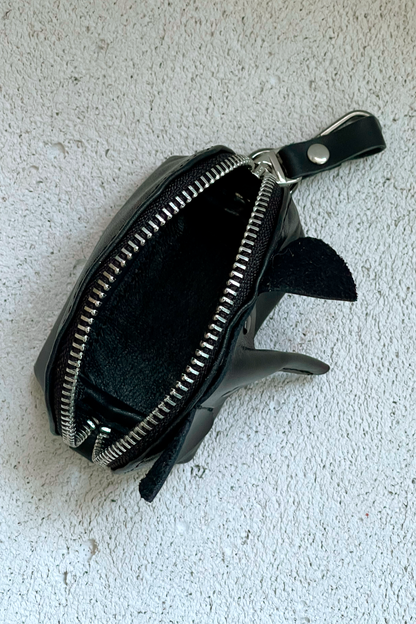 Black Elephant Mini Leather Pouch