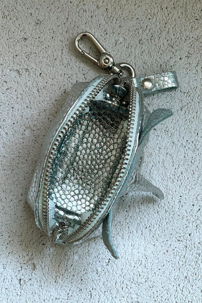 Silver Elephant Mini Leather Pouch