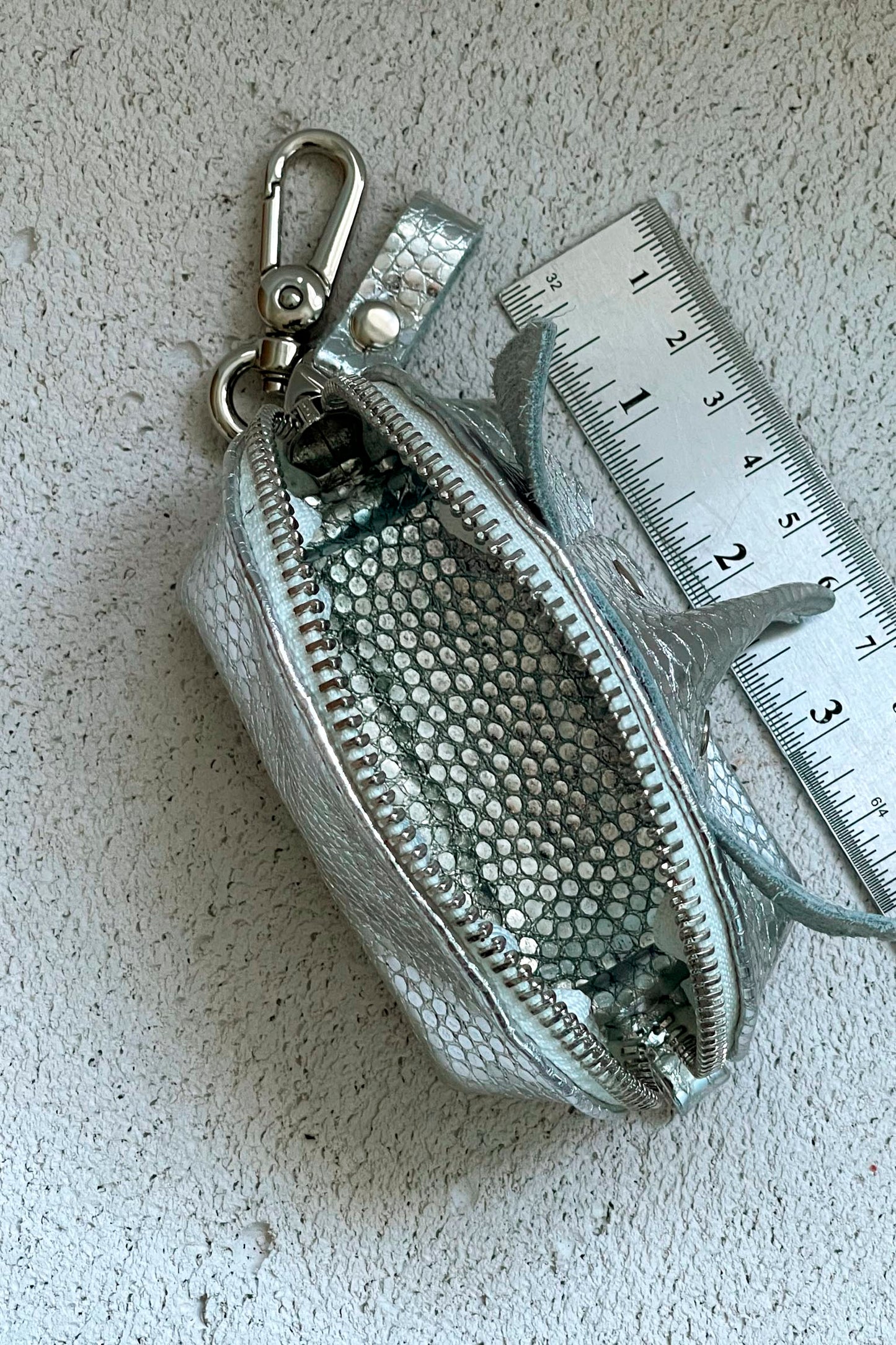 Silver Elephant Mini Leather Pouch