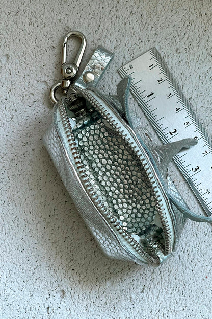 Silver Elephant Mini Leather Pouch