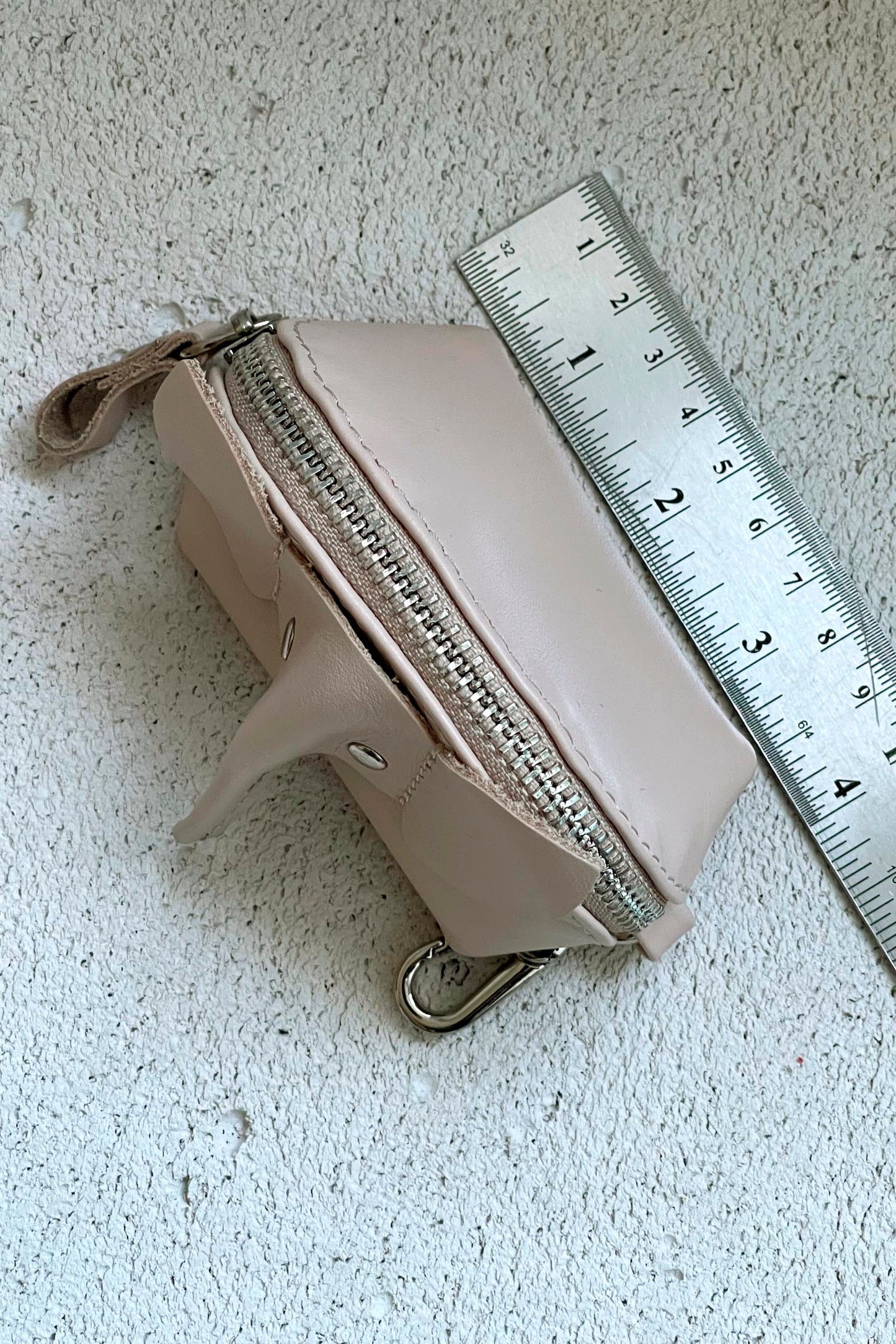 Beige Elephant Mini Leather Pouch