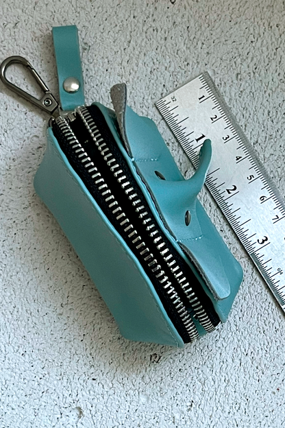 Teal Elephant Mini Leather Pouch