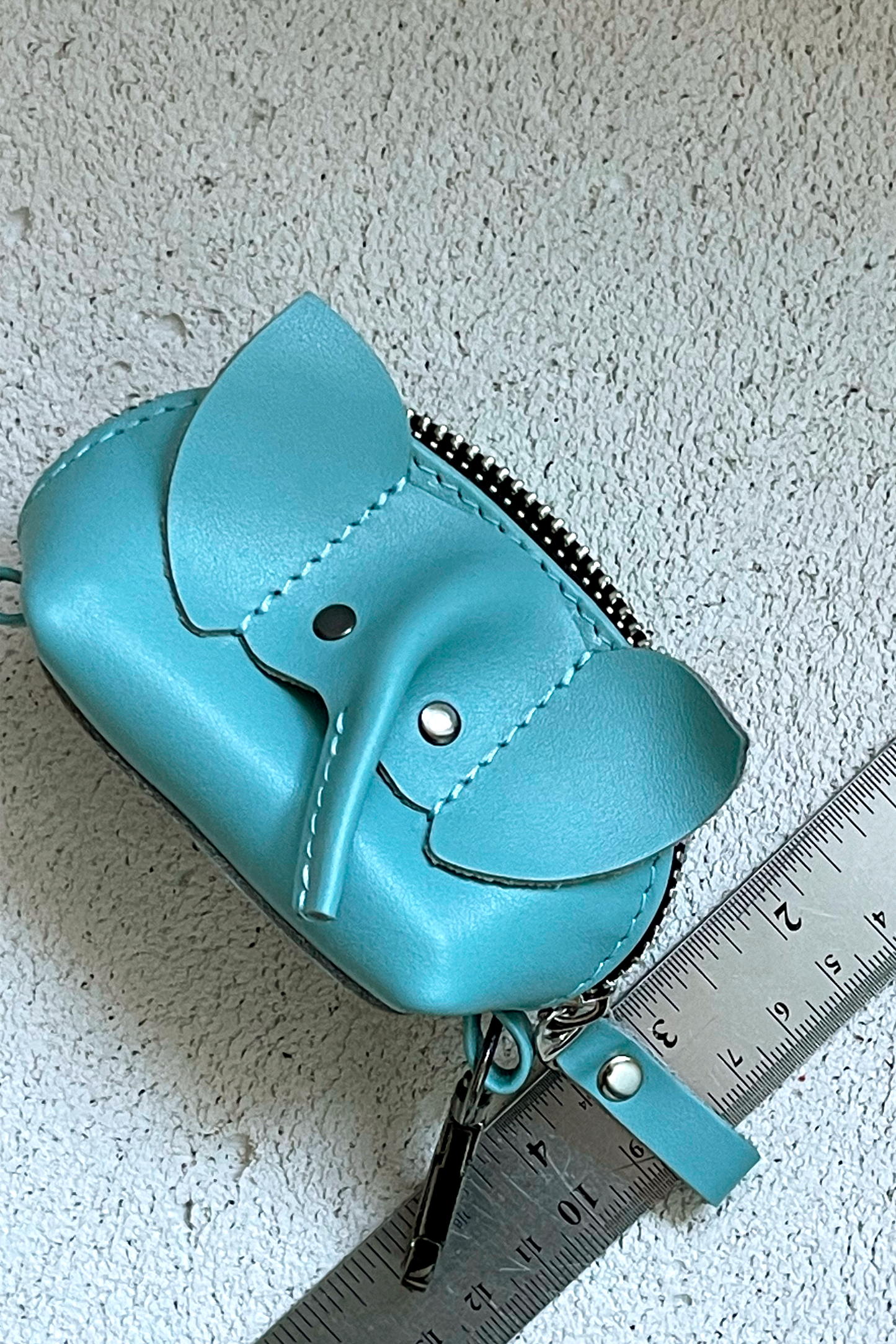 Teal Elephant Mini Leather Pouch