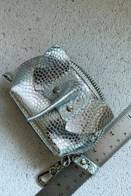 Silver Elephant Mini Leather Pouch