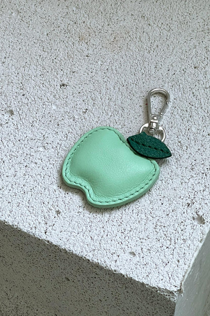 Green Apple Leather Charm - Set of Two