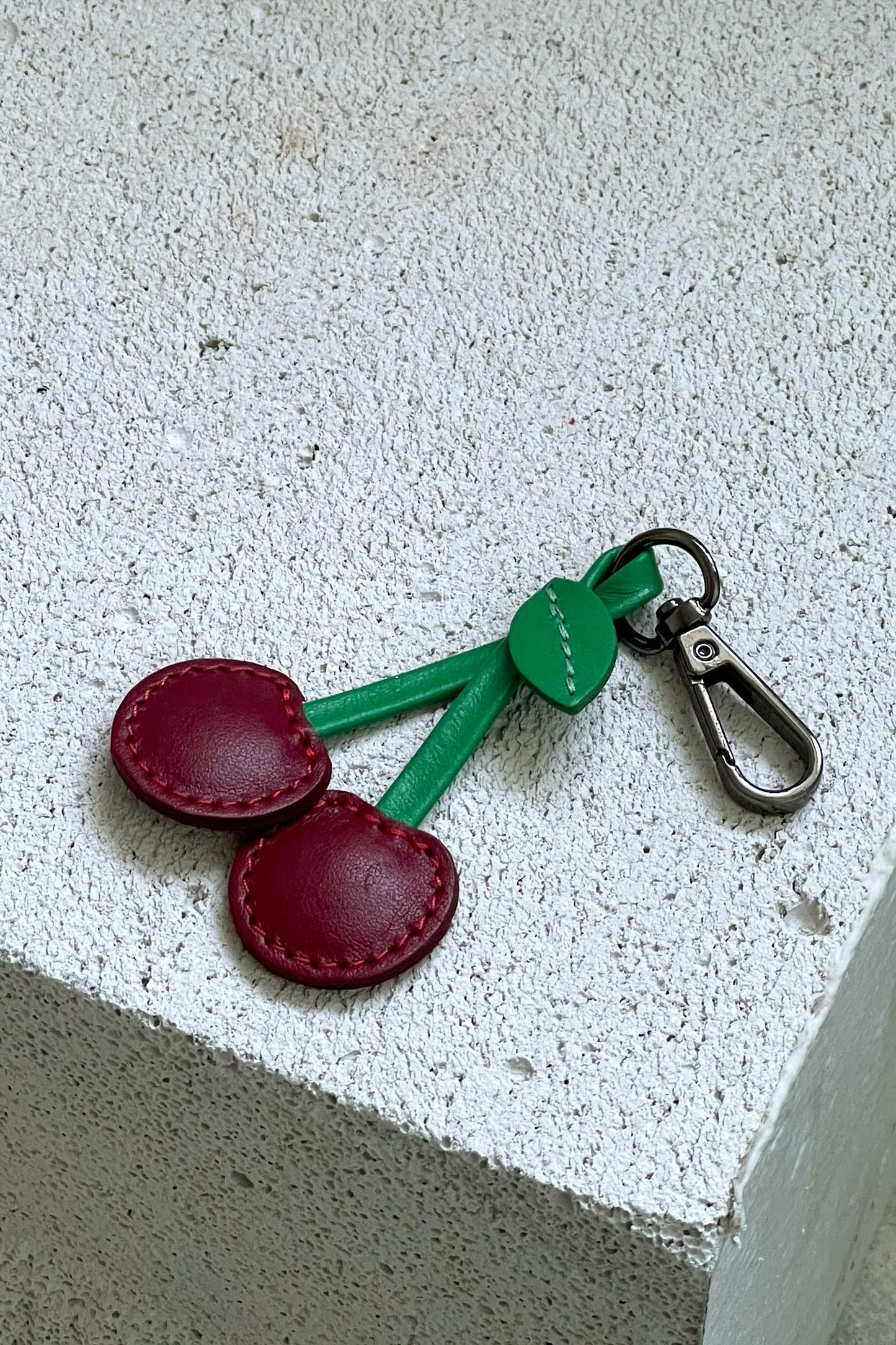 Cherry Leather Charm - Set of Two