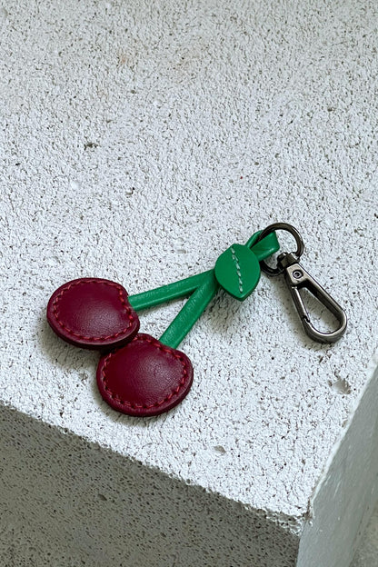 Cherry Leather Charm - Set of Two