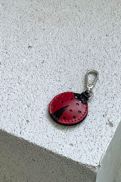 Dark Red Ladybug Leather Charm - Set of Two