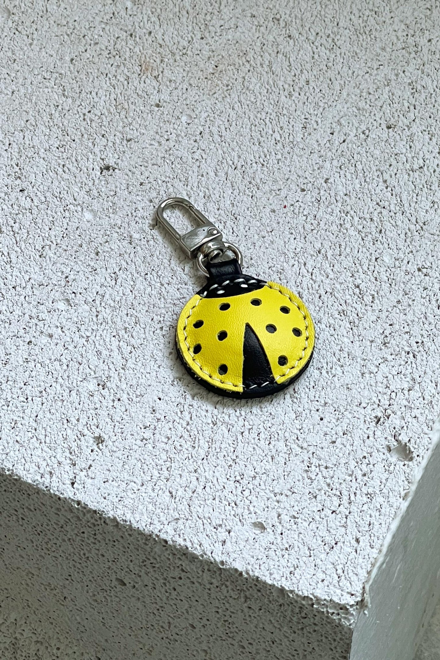 Yellow Ladybug Leather Charm - Set of Two