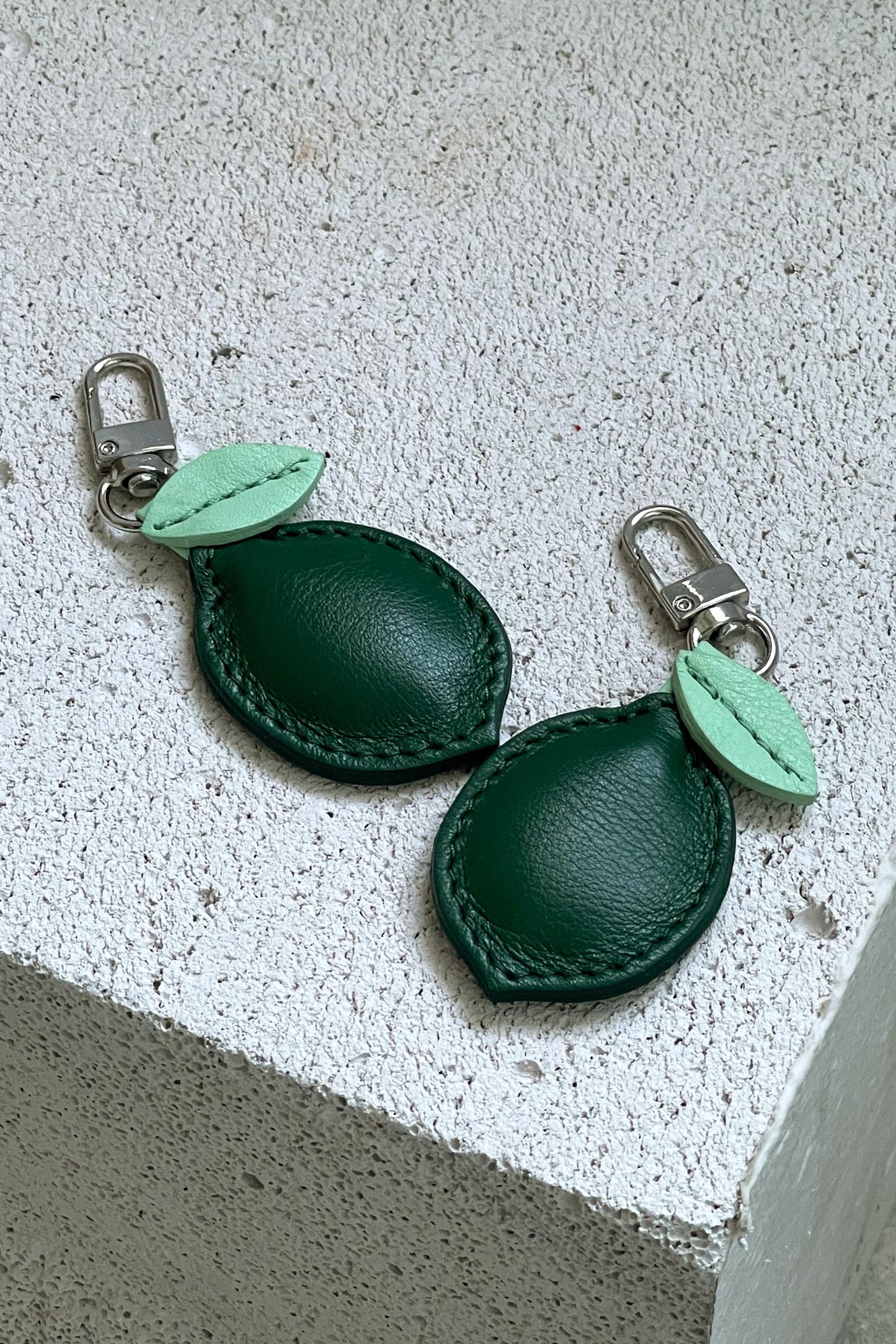 Lime Leather Charm - Set of Two