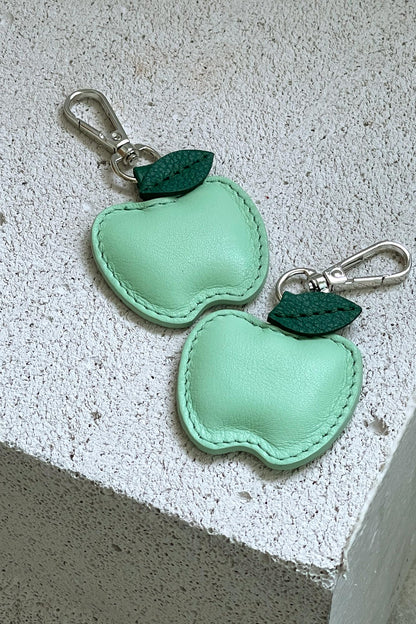 Green Apple Leather Charm - Set of Two