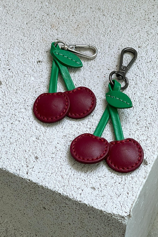 Cherry Leather Charm - Set of Two