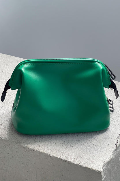 Emerald Green Leather Toiletry Bag - Full Grain Travel Dopp Kit with Zipper