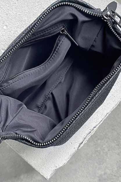 Black Pebbled Leather Toiletry Bag - Full Grain Travel Dopp Kit with Zipper