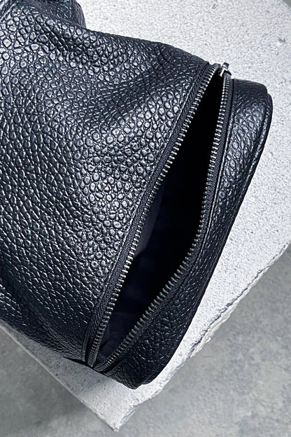 Black Pebbled Leather Toiletry Bag - Full Grain Travel Dopp Kit with Zipper