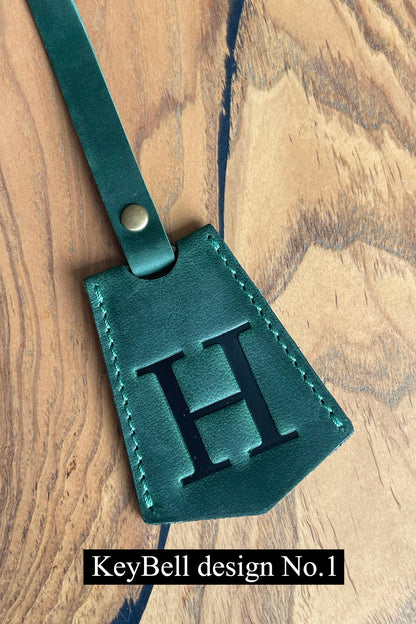 Personalized Leather KeyBell Clochette Bag Charm - Style 01