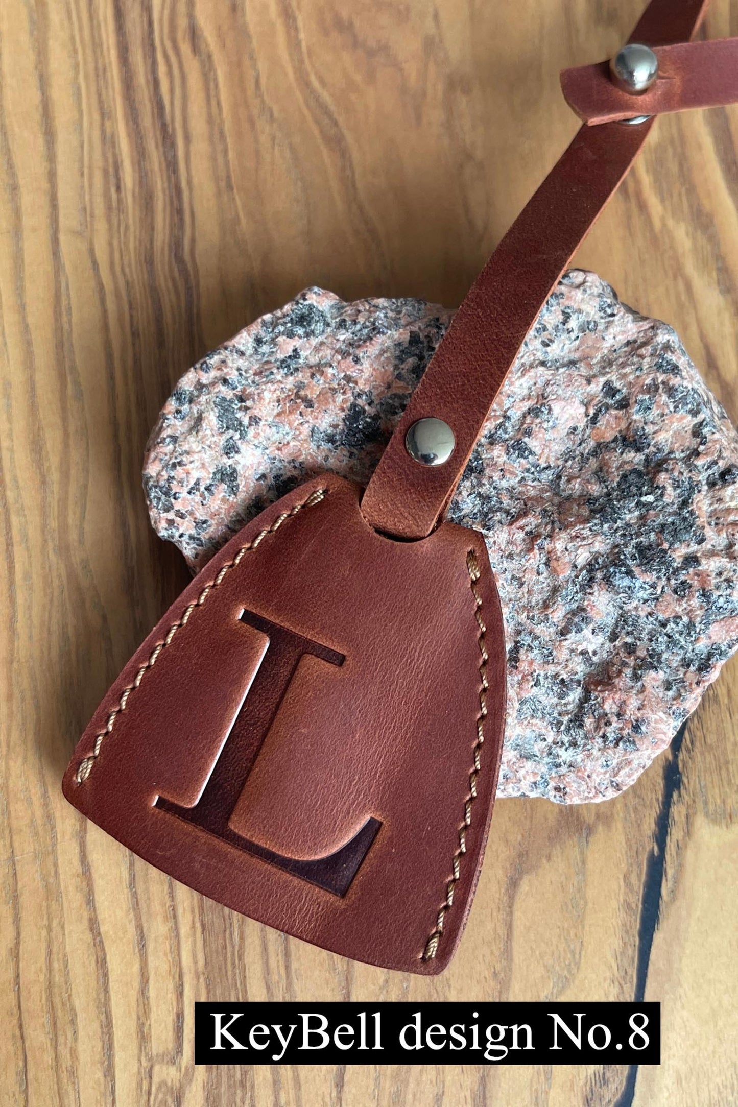 Personalized Leather KeyBell Clochette Bag Charm - Style 08