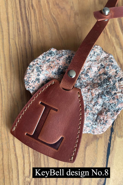 Personalized Leather KeyBell Clochette Bag Charm - Style 08