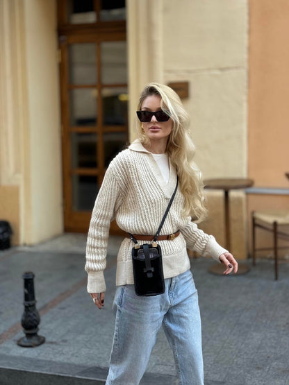 Black Suede Phone Crossbody Bag - Minimal Hands-Free Purse
