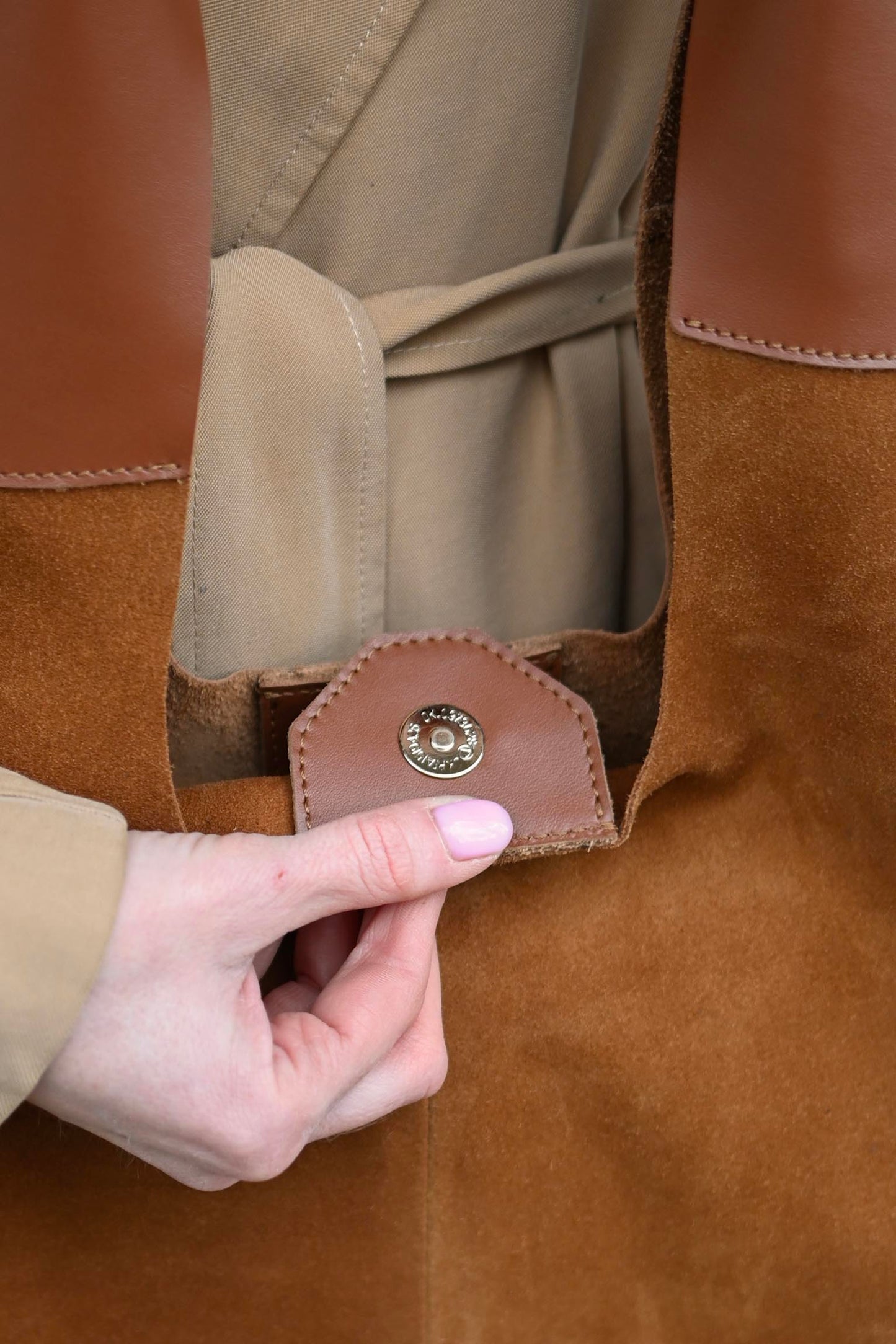 Large Suede & Leather Hobo Bag - Slouchy Shoulder Tote in Warm Tan Mix