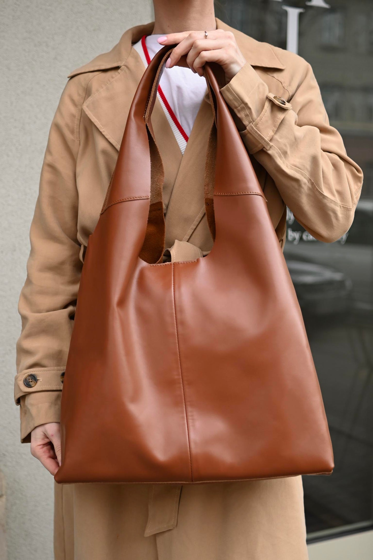 Large Suede & Leather Hobo Bag - Slouchy Shoulder Tote in Warm Tan Mix