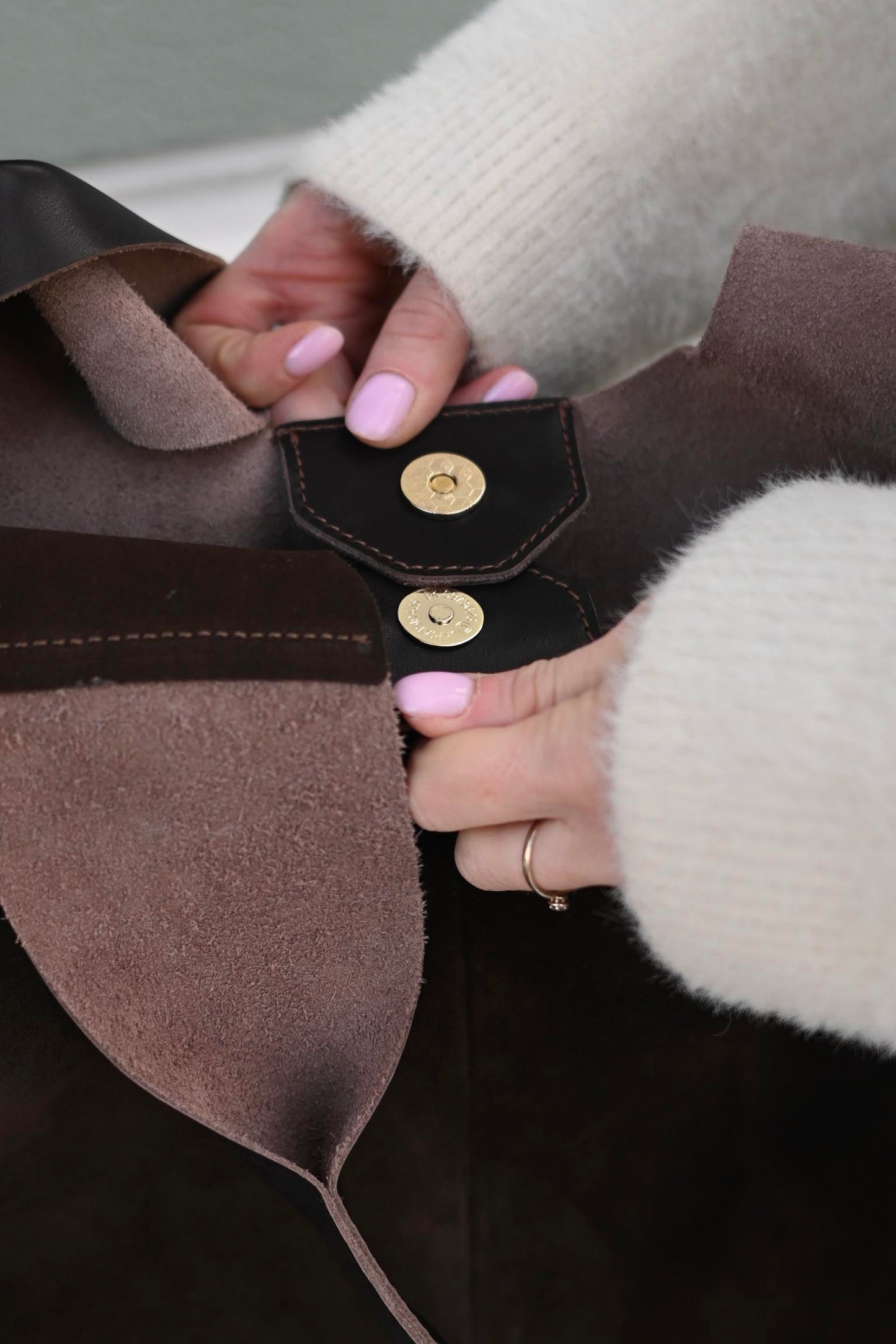 Large Suede & Leather Hobo Bag - Slouchy Shoulder Tote in Mahogany Mix
