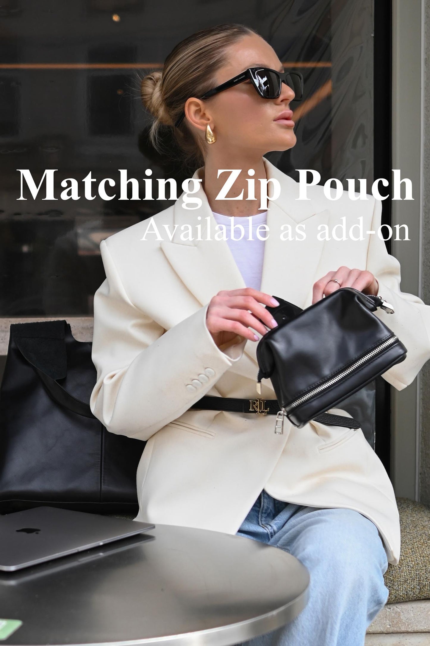 Large Smooth Leather Hobo Bag - Slouchy Shoulder Tote in Black