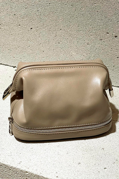 Mushroom Leather Dopp Kit - Italian Leather Toiletry Bag