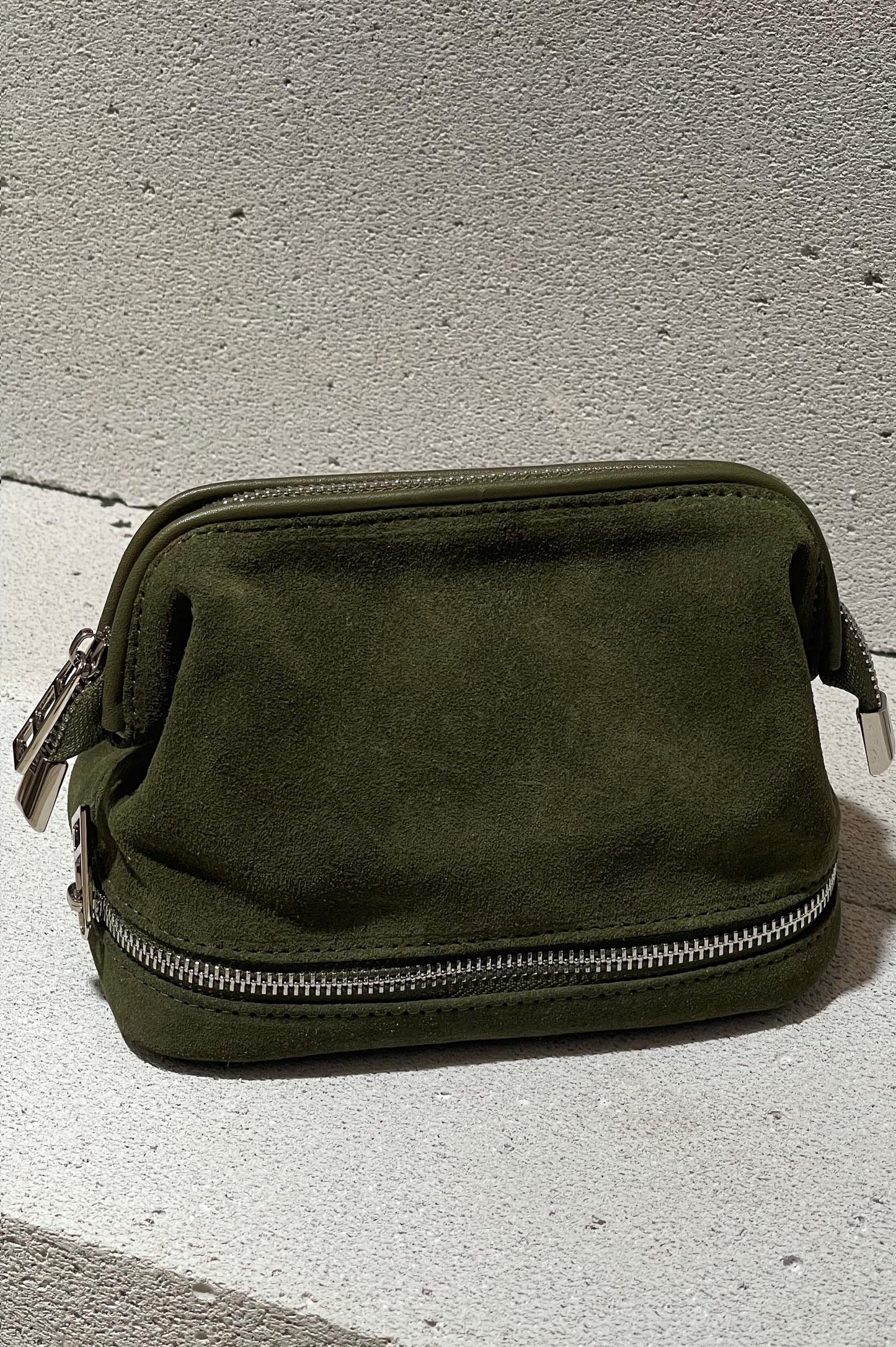 Forest Green Suede Dopp Kit - Italian Suede Toiletry Bag