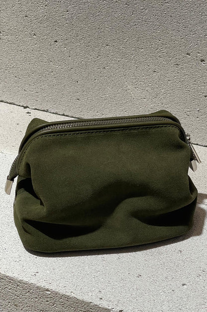 Forest Green Suede Dopp Kit - Italian Suede Toiletry Bag