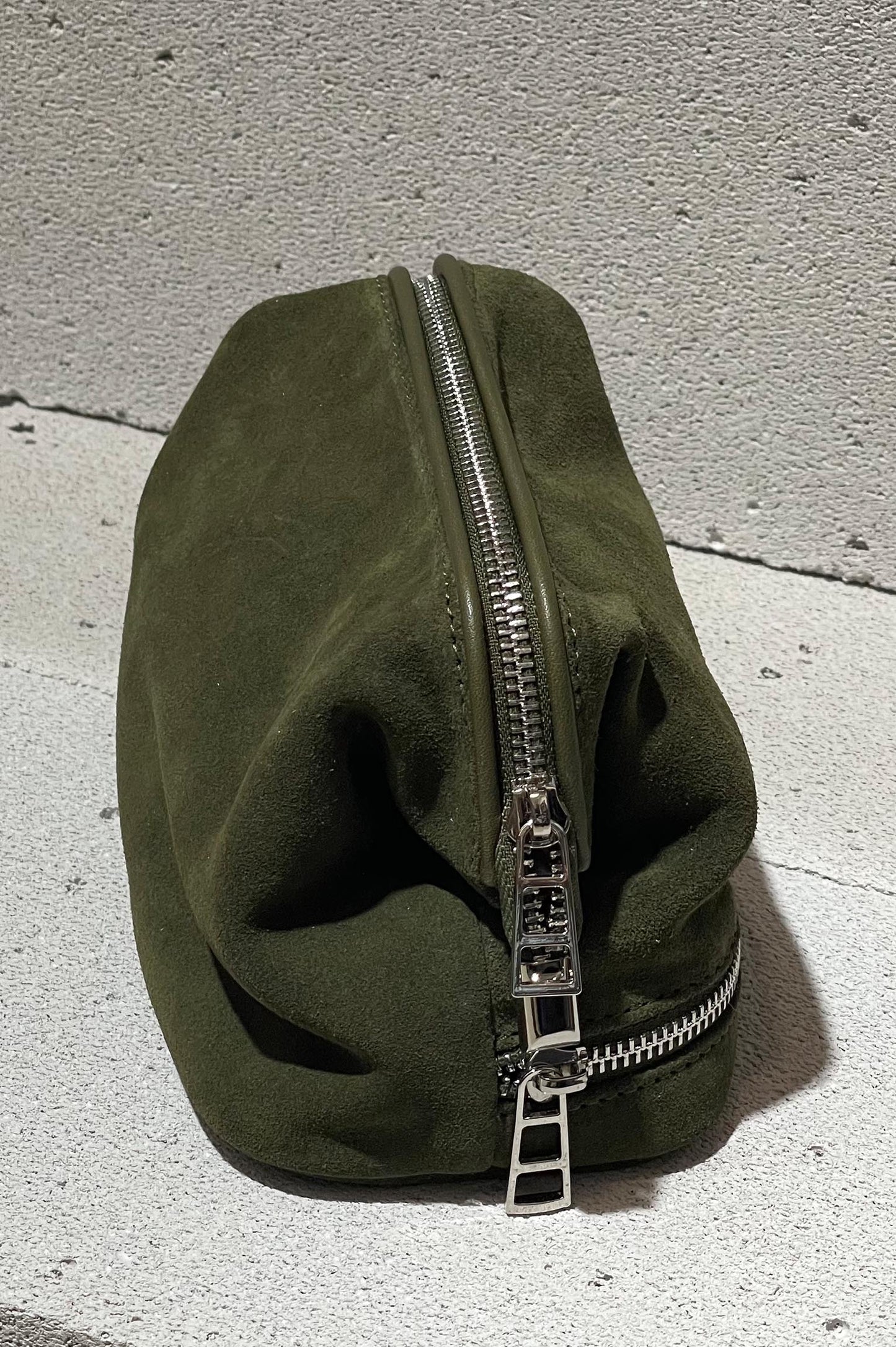 Forest Green Suede Dopp Kit - Italian Suede Toiletry Bag